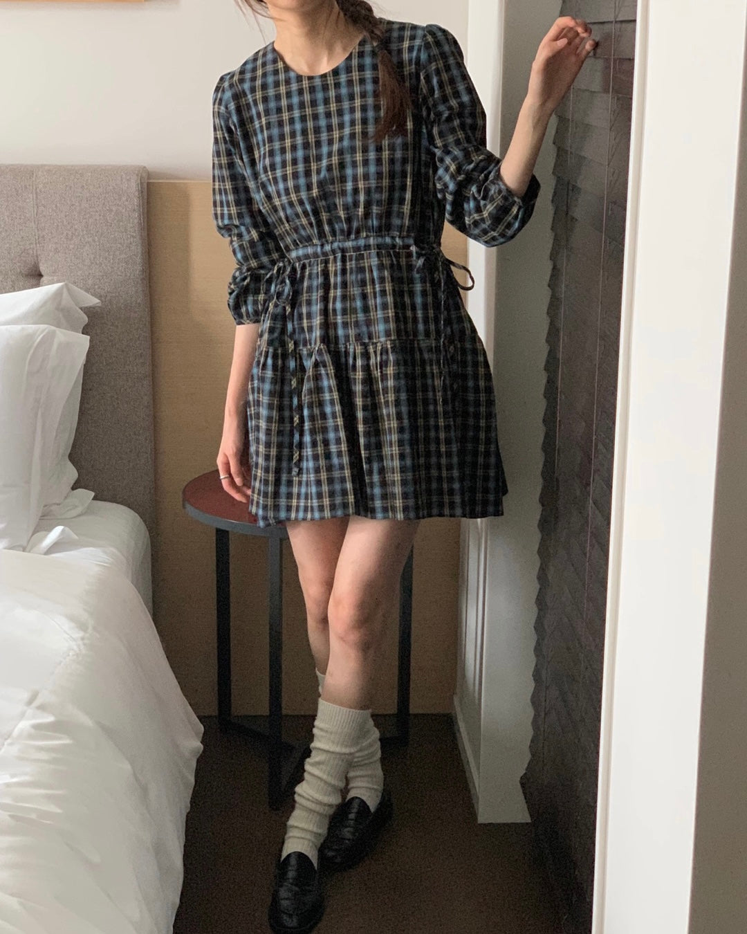 Flannel Drawstring Dress