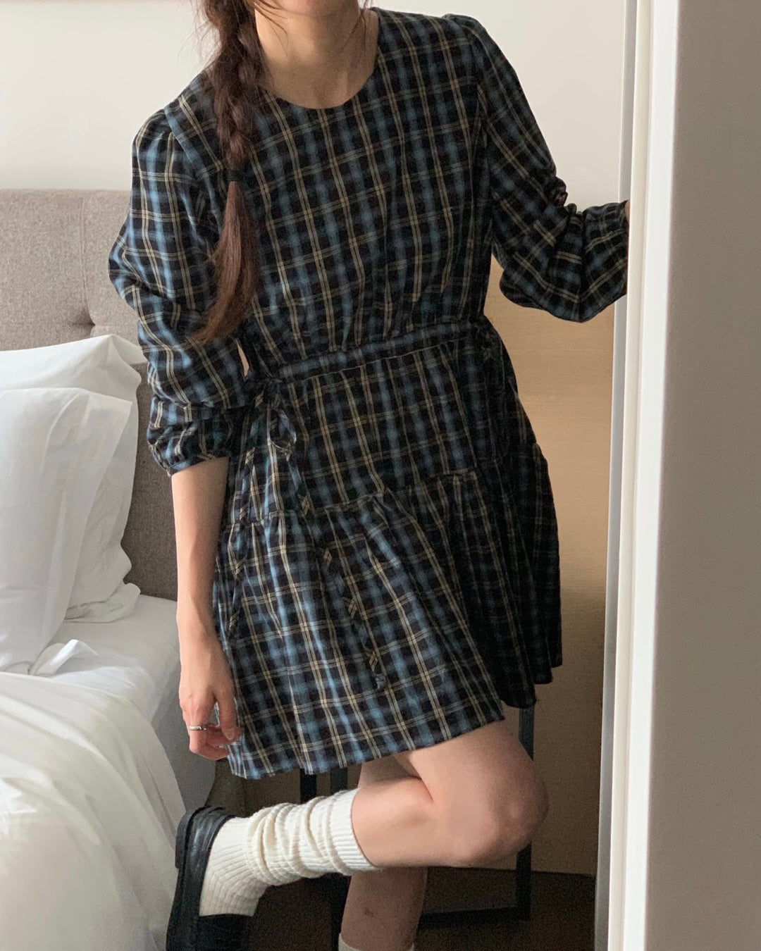 Flannel Drawstring Dress