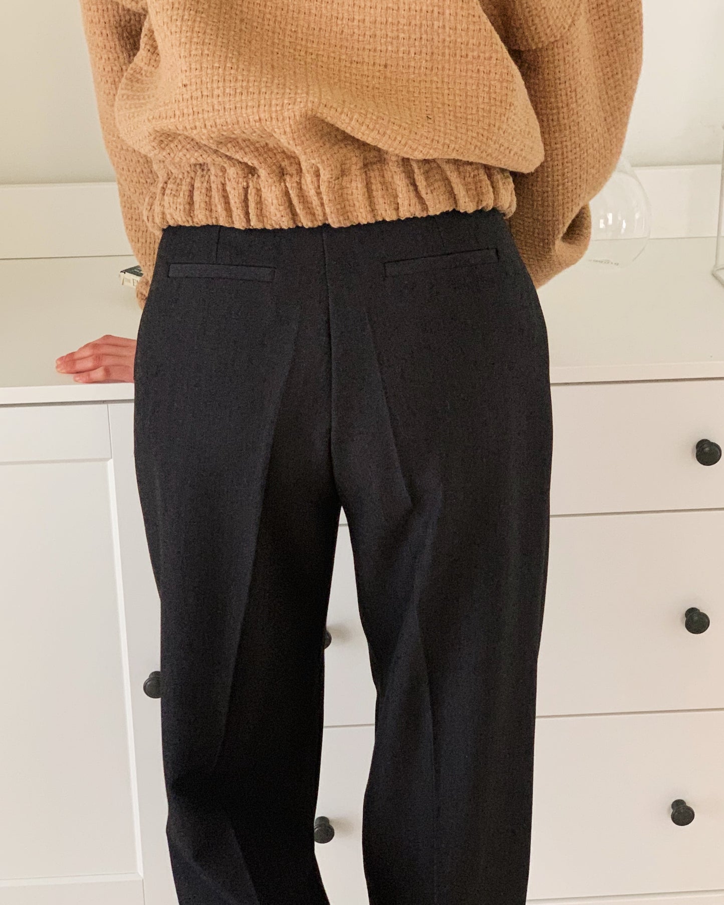 Pintuck Wide Leg Trouser