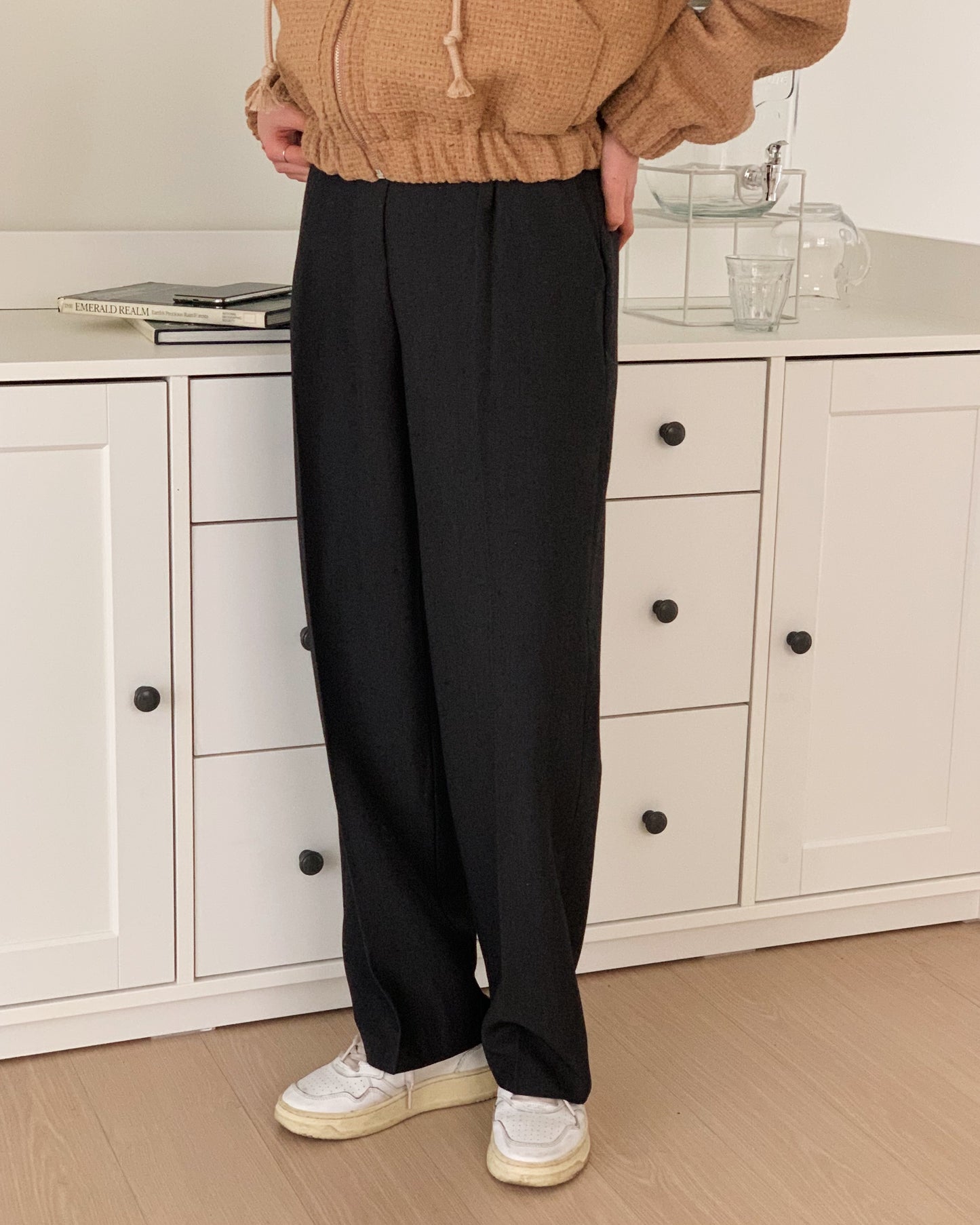 Pintuck Wide Leg Trouser