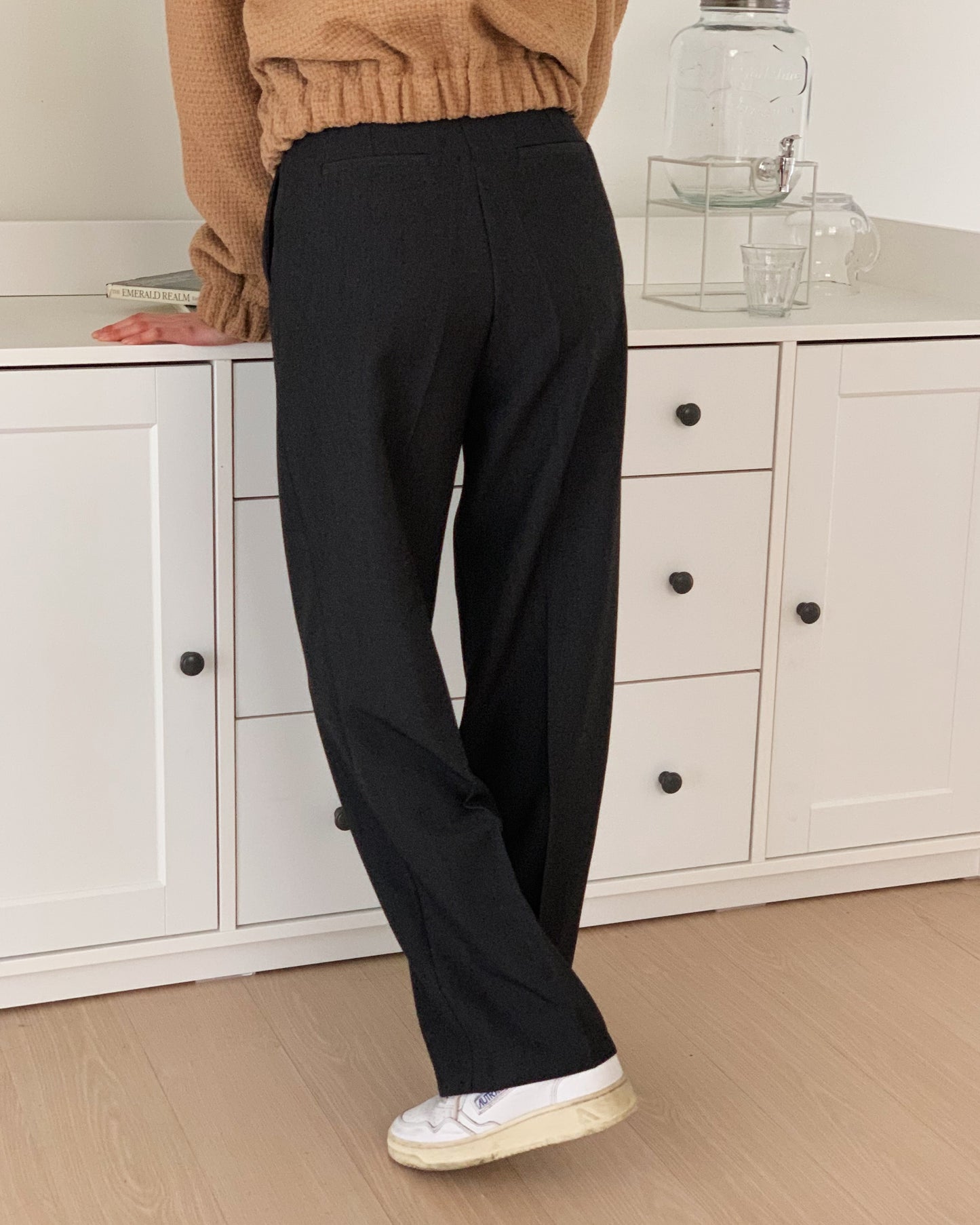 Pintuck Wide Leg Trouser