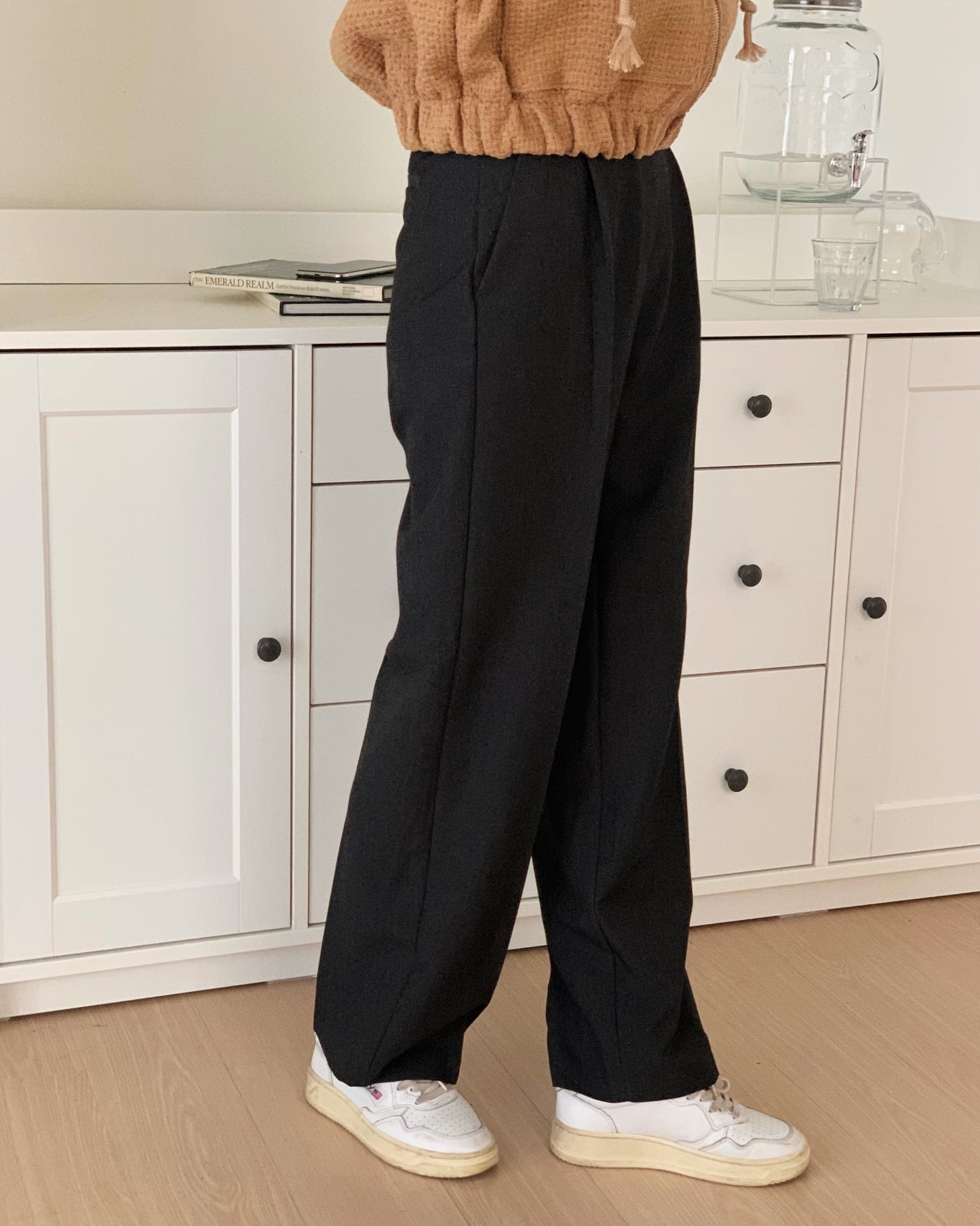 Pintuck Wide Leg Trouser