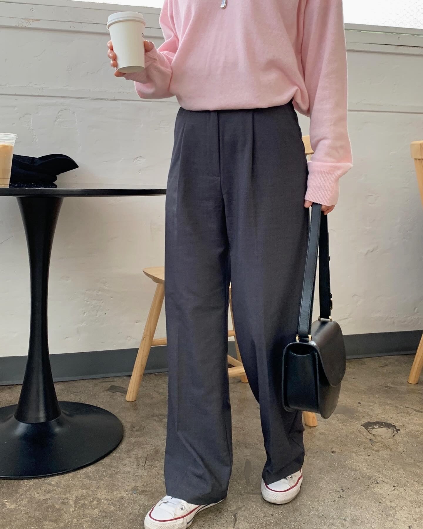 Pintuck Wide Leg Trouser