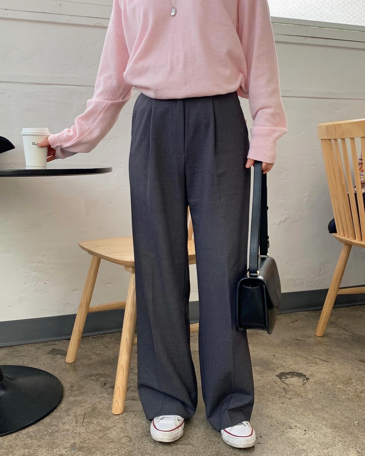 Pintuck Wide Leg Trouser