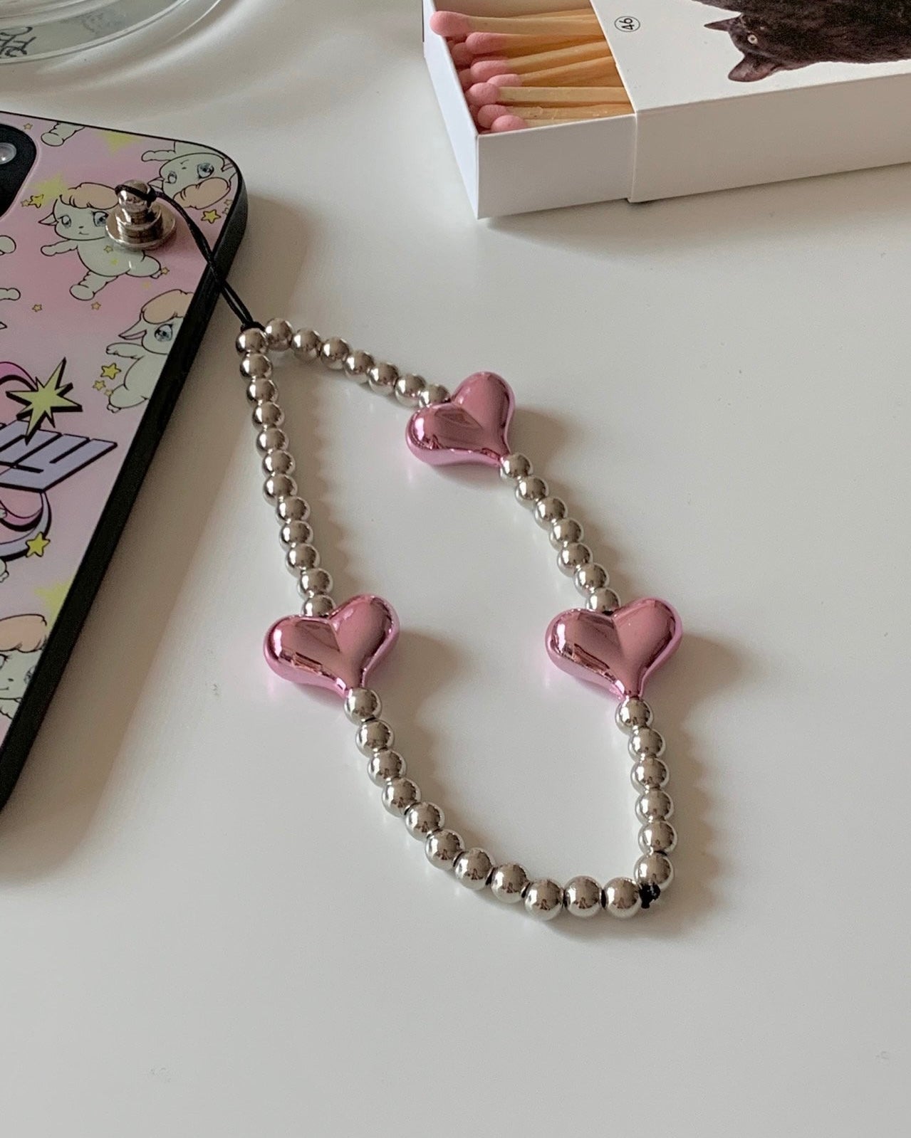 Metallic Hearts Keychain
