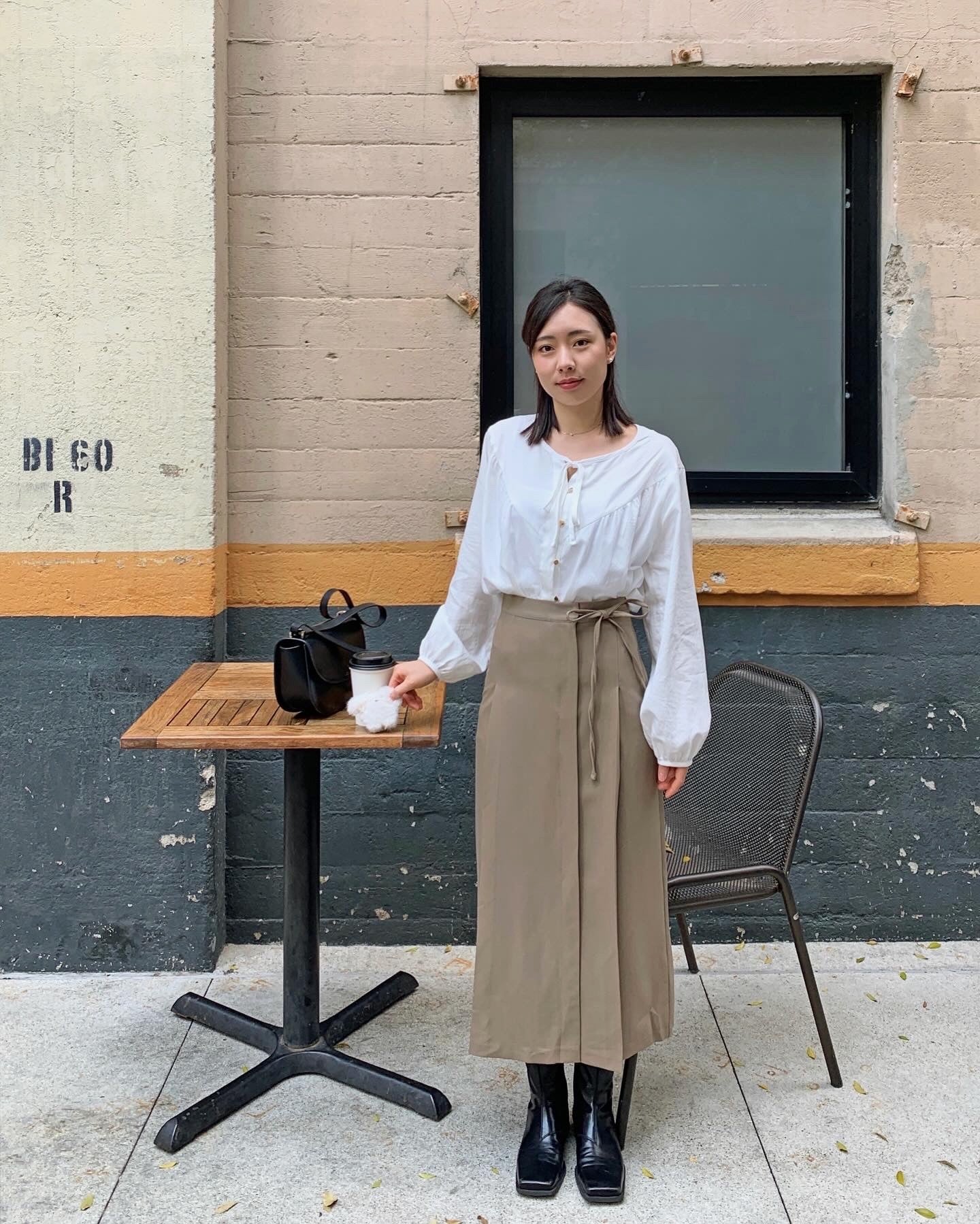 Side Tie Pintuck Skirt