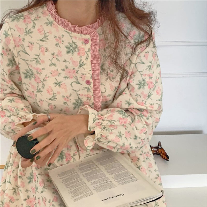 Pink Floral Pajama Dress