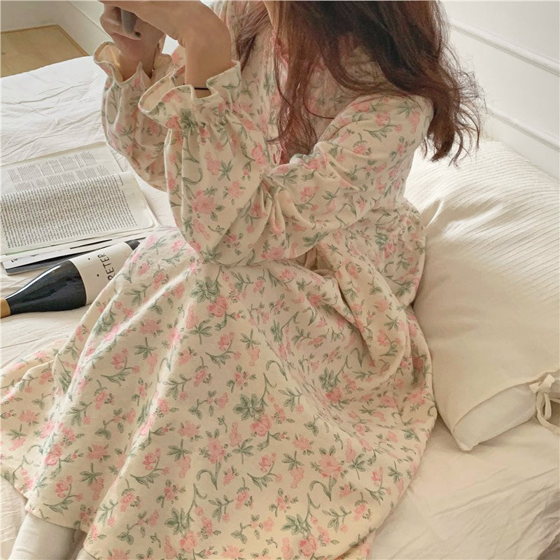 Pink Floral Pajama Dress