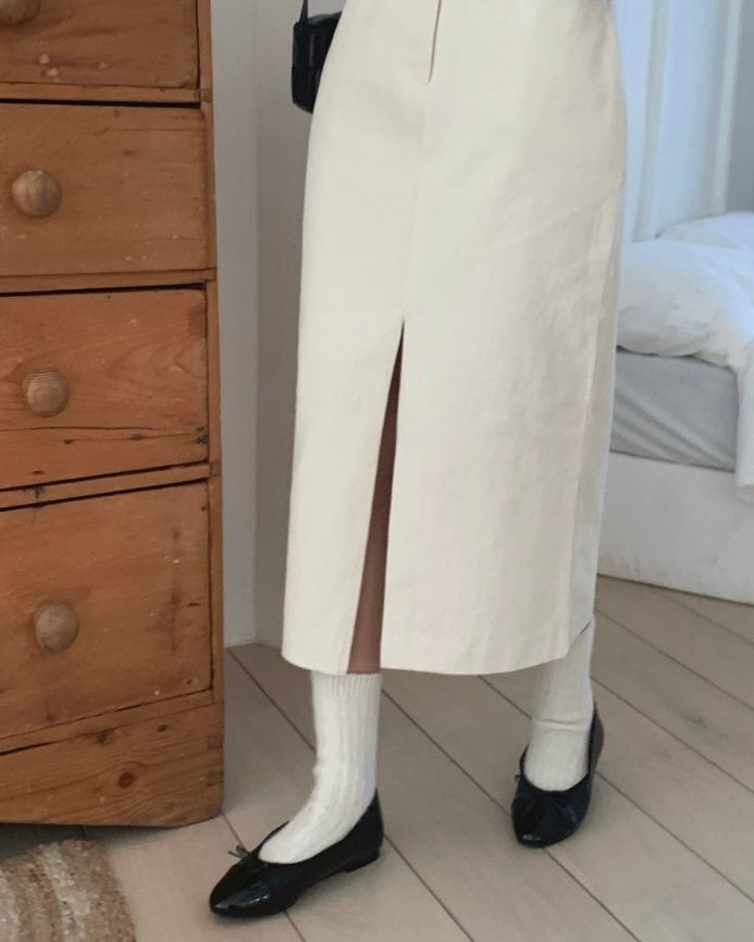 Slit Cotton Skirt