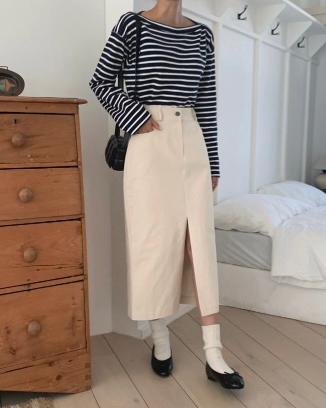Slit Cotton Skirt