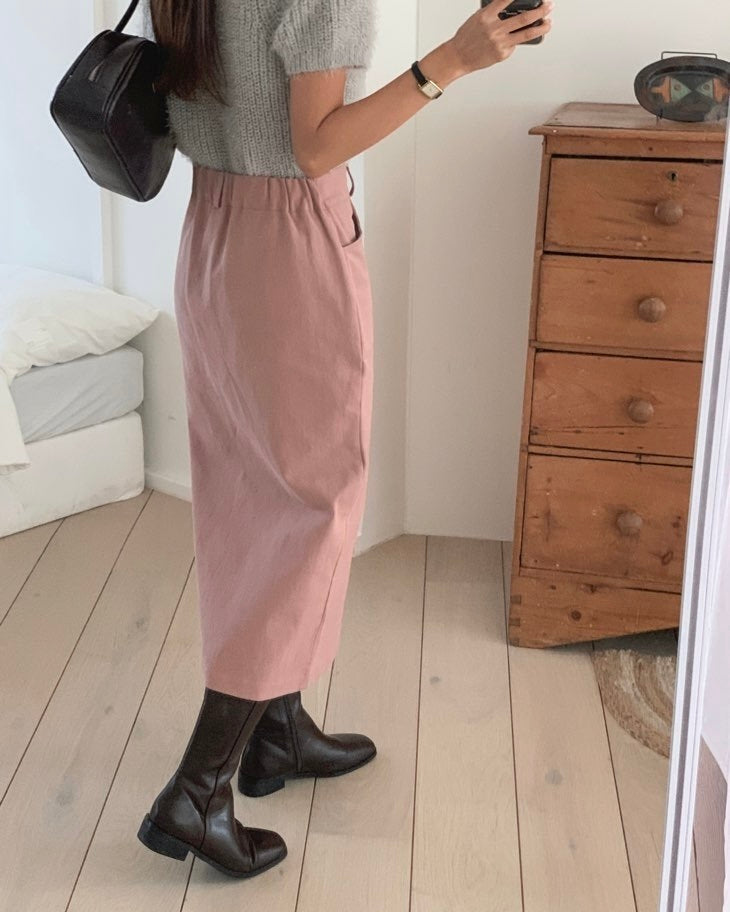 Slit Cotton Skirt
