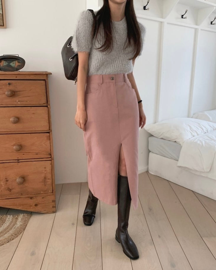 Slit Cotton Skirt