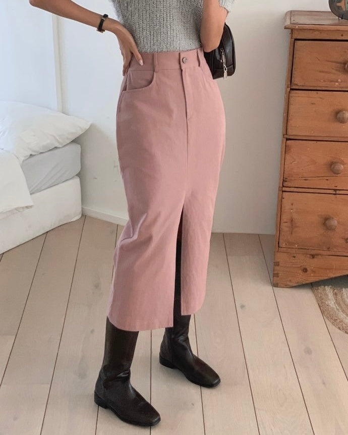 Slit Cotton Skirt