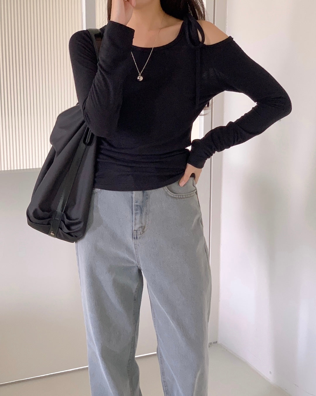Open Shoulder Tie Top