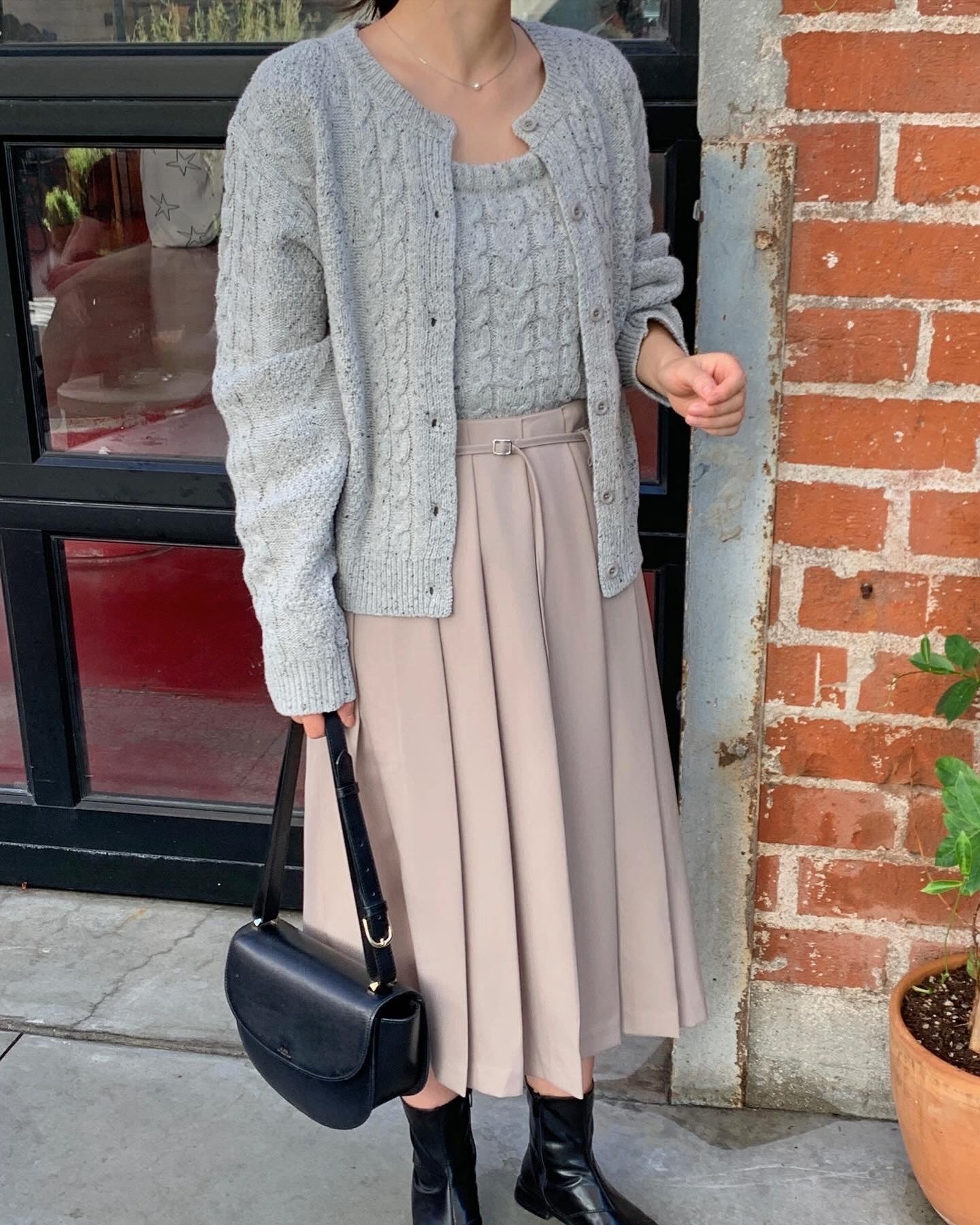 Pleated Belt Skirt