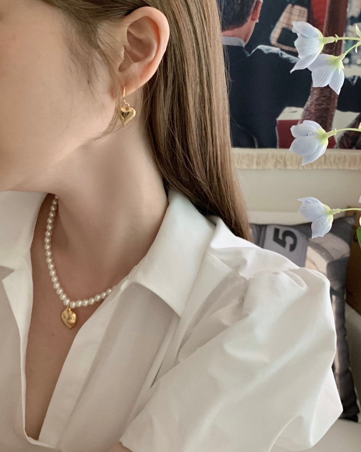 Bold Heart Pearl Necklace