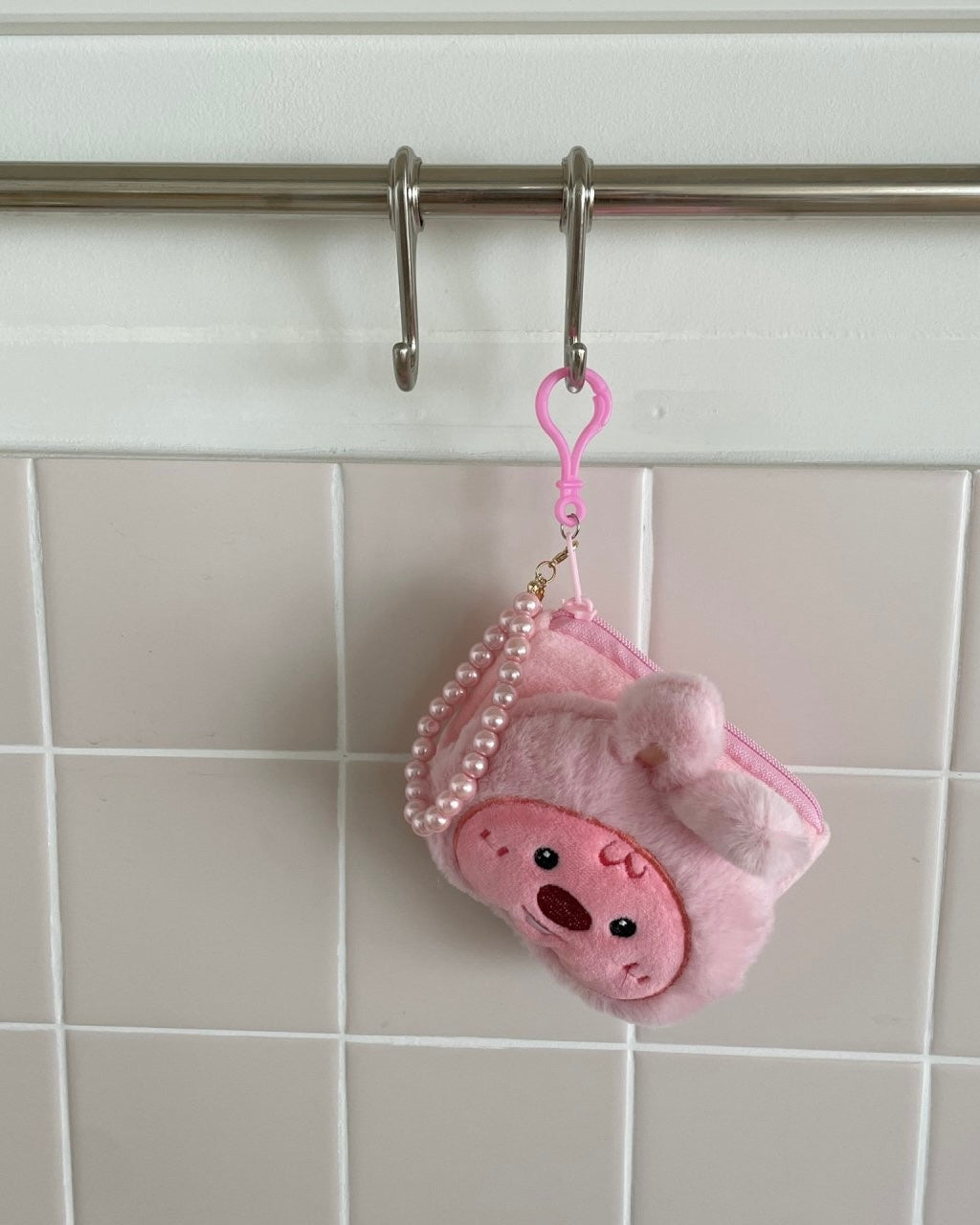 Pink Rabbit Pouch Keychain