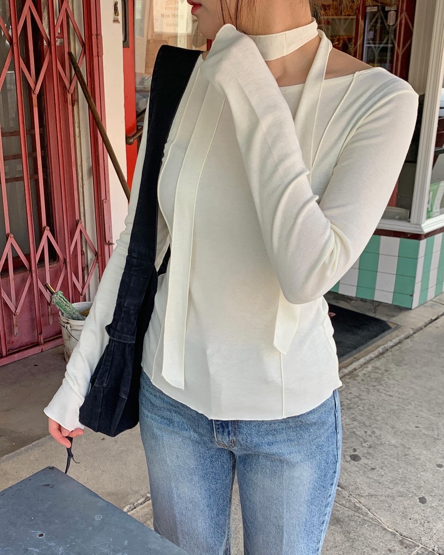 Overlock Seam Top Scarf Set