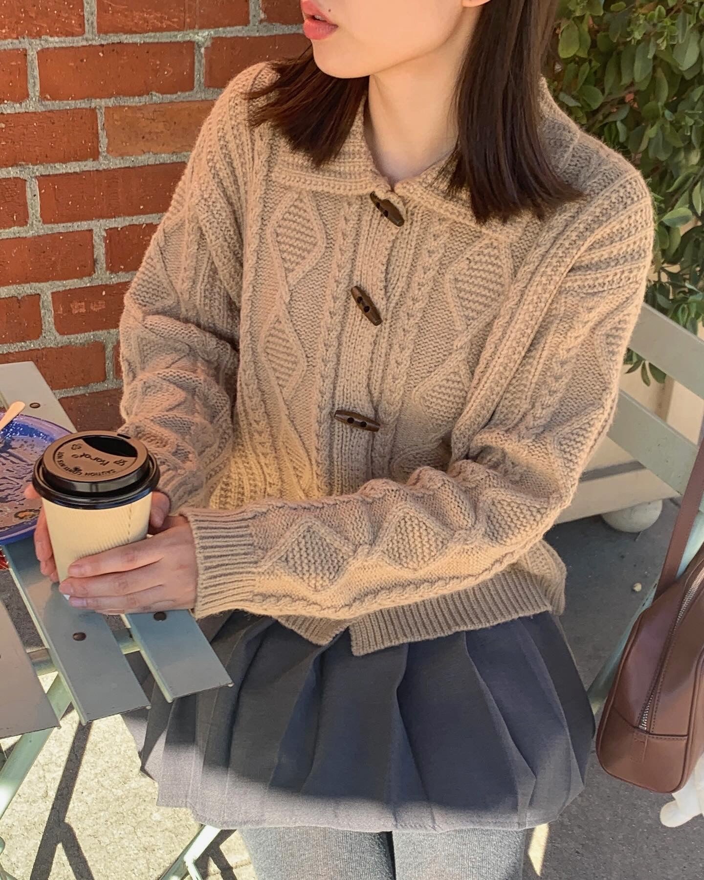 Toggle Button Cable Knit Cardigan