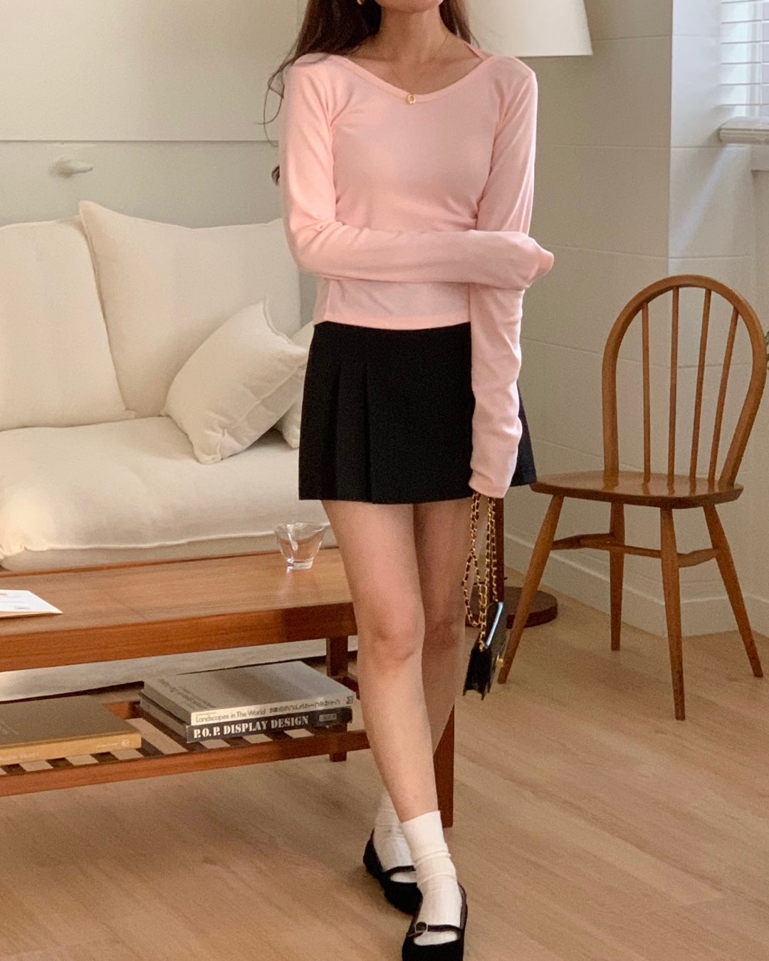 Side Shirring Ribbon Tie Top