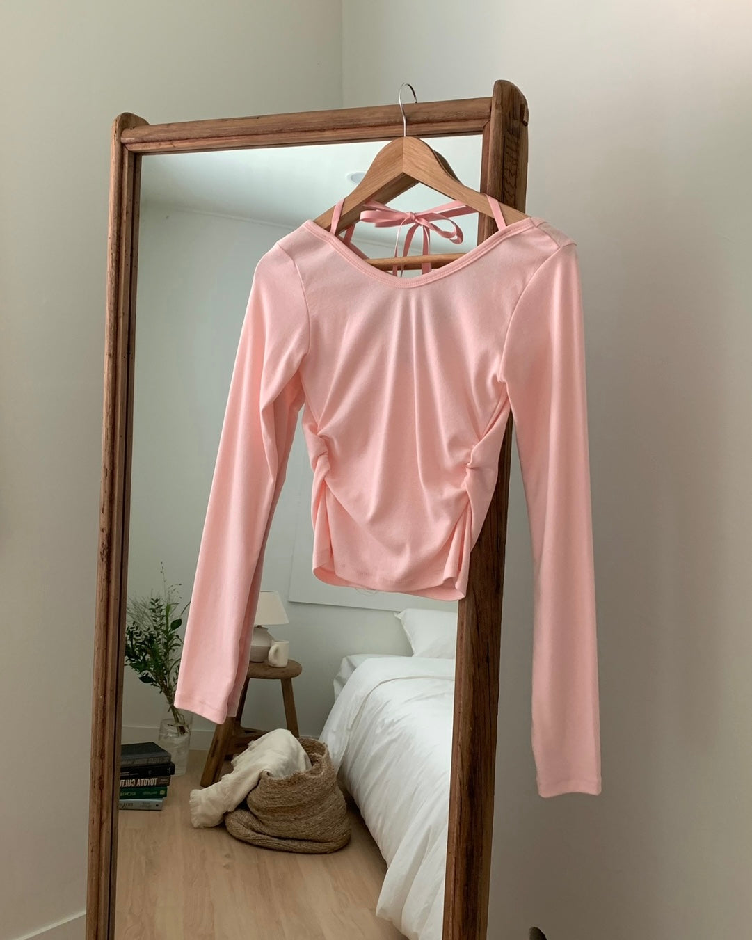 Side Shirring Ribbon Tie Top