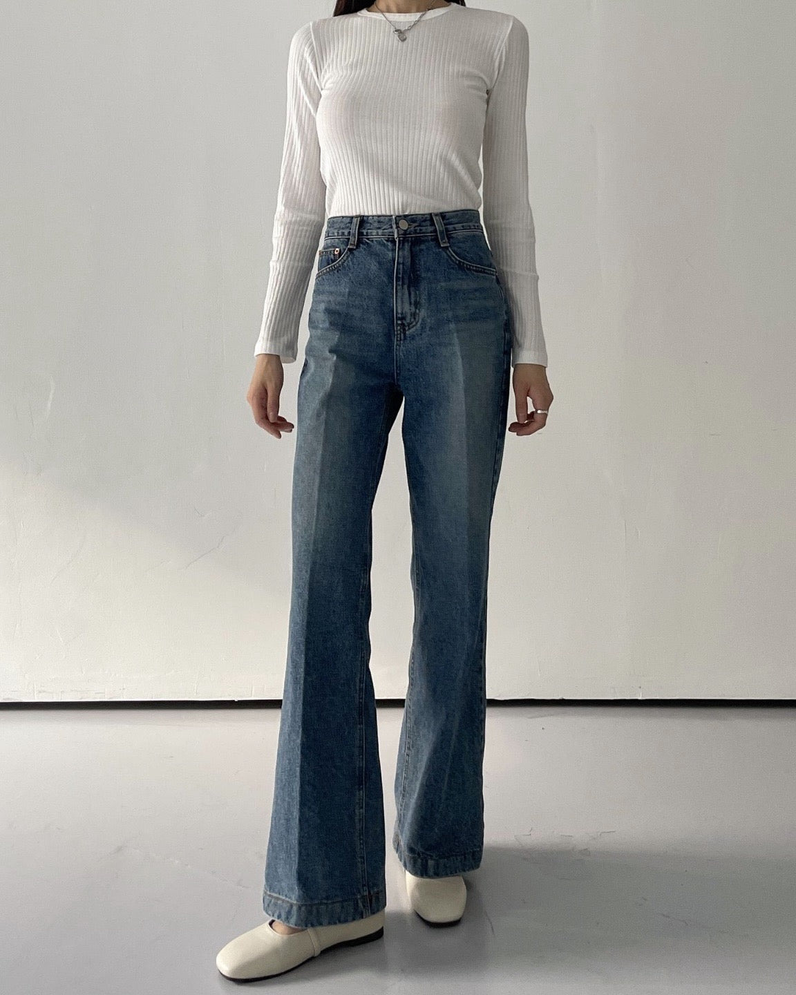 Boot Cut Washed Jeans