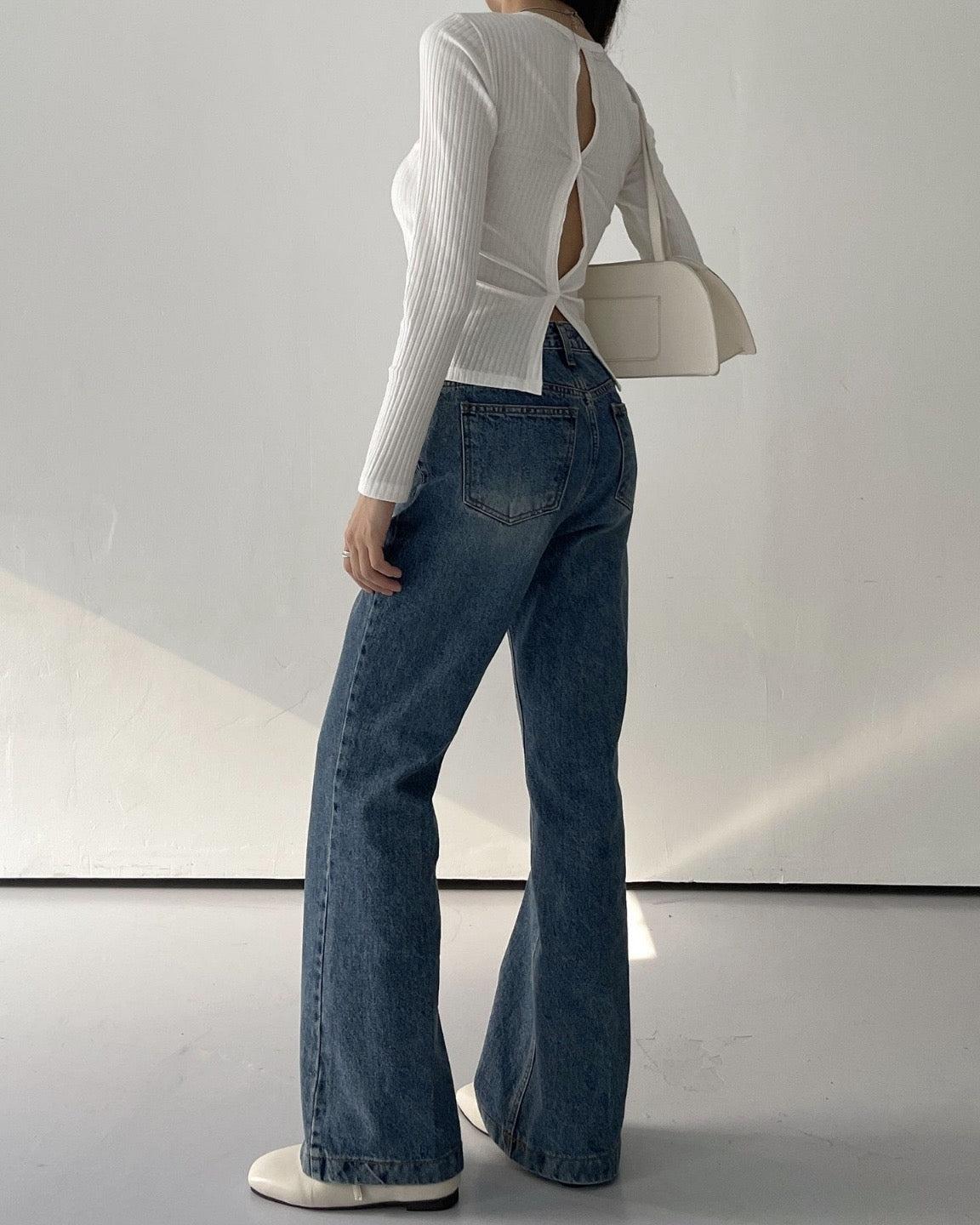 Boot Cut Washed Jeans