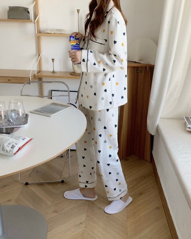 Heart Quilted Pajama Set