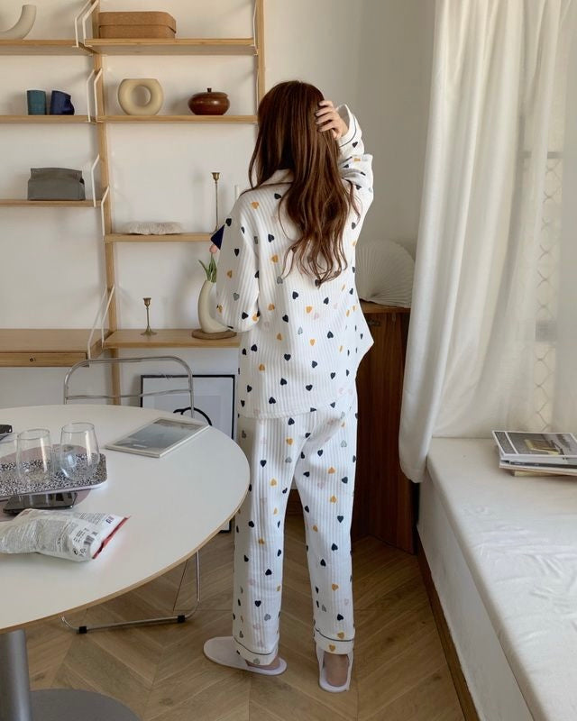 Heart Quilted Pajama Set