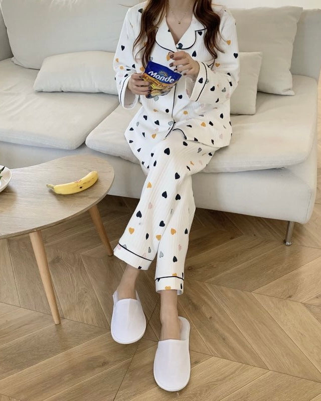 Heart Quilted Pajama Set