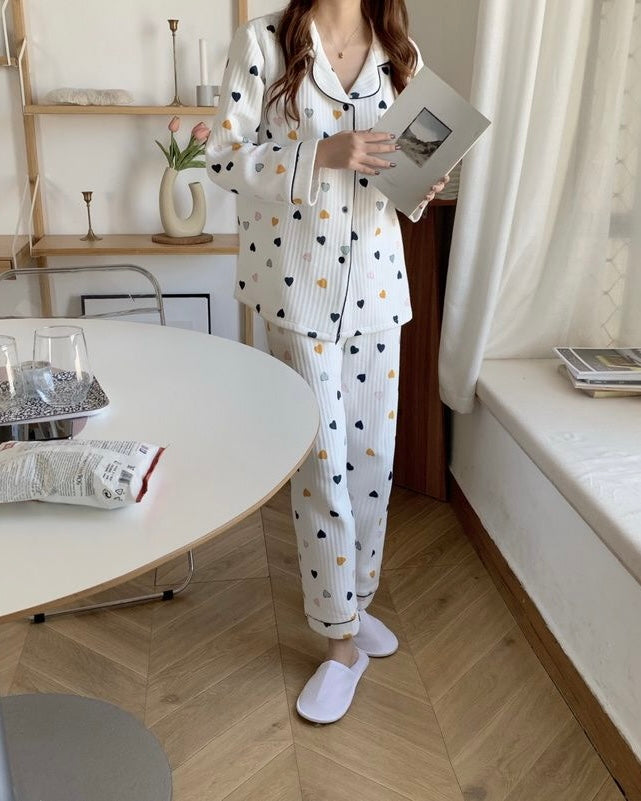 Heart Quilted Pajama Set