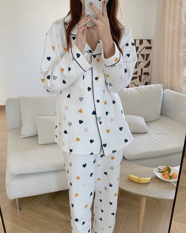 Heart Quilted Pajama Set