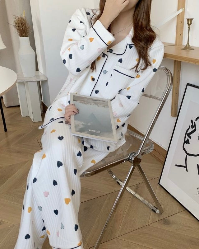 Heart Quilted Pajama Set