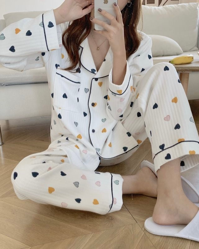 Heart Quilted Pajama Set