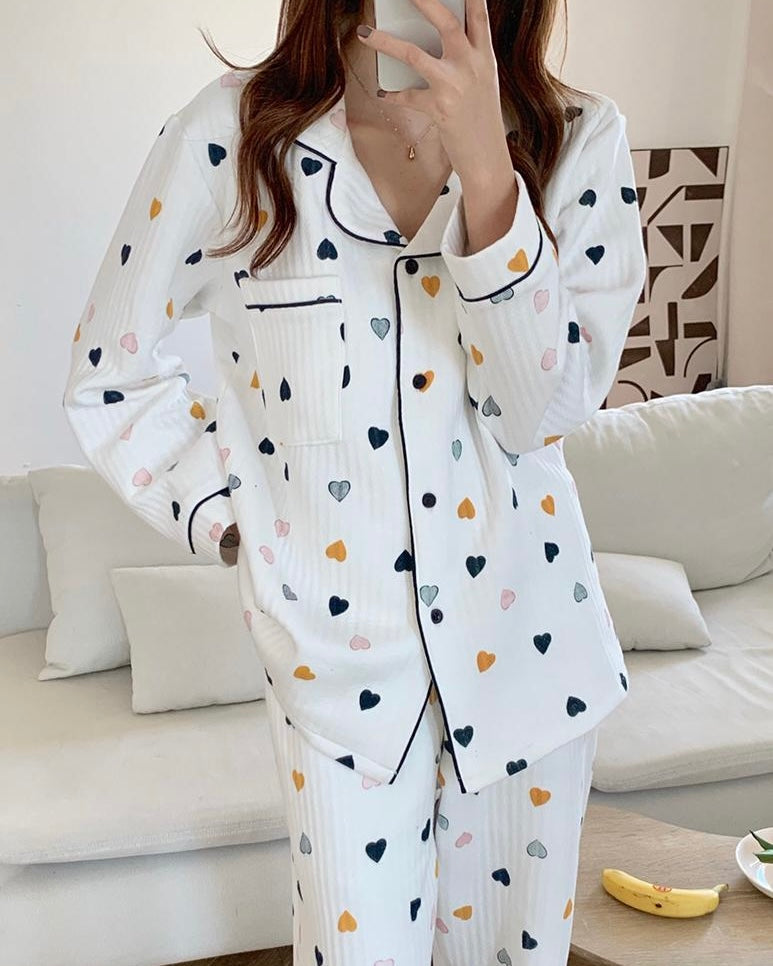 Heart Quilted Pajama Set
