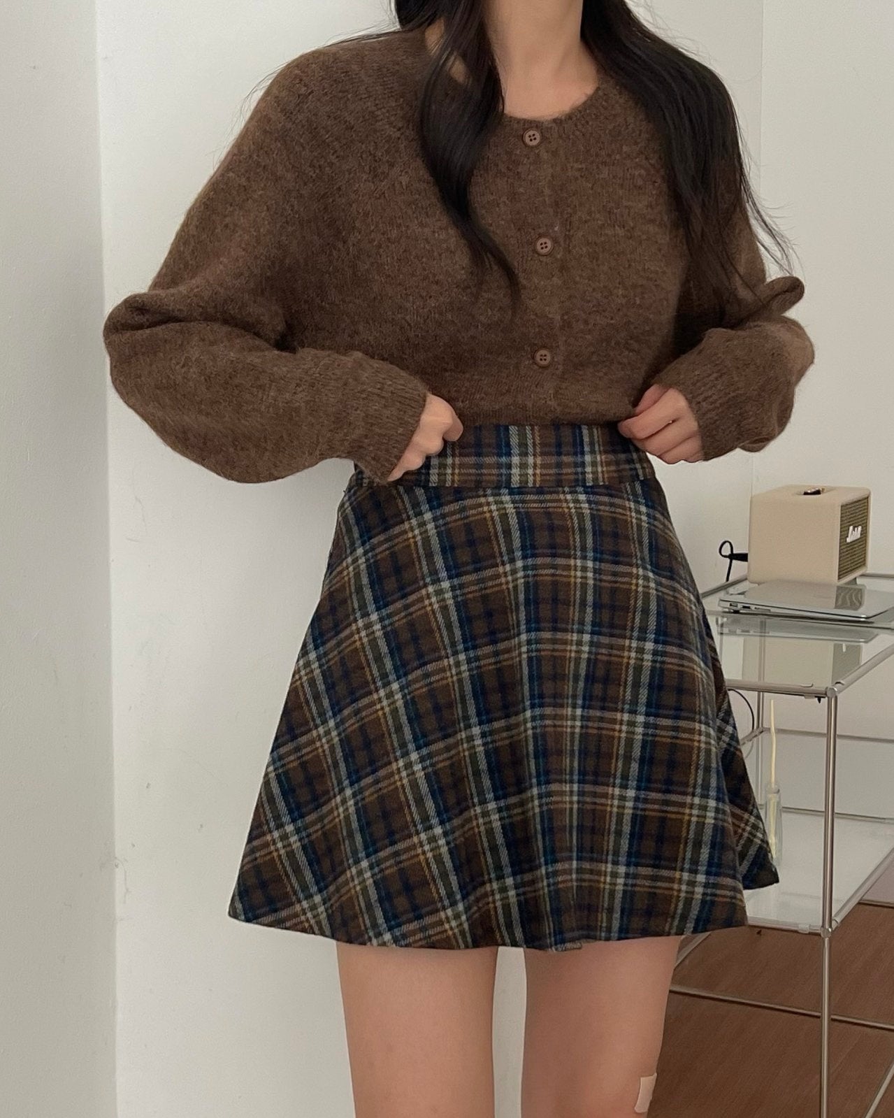 Plaid Flare Mini Skirt