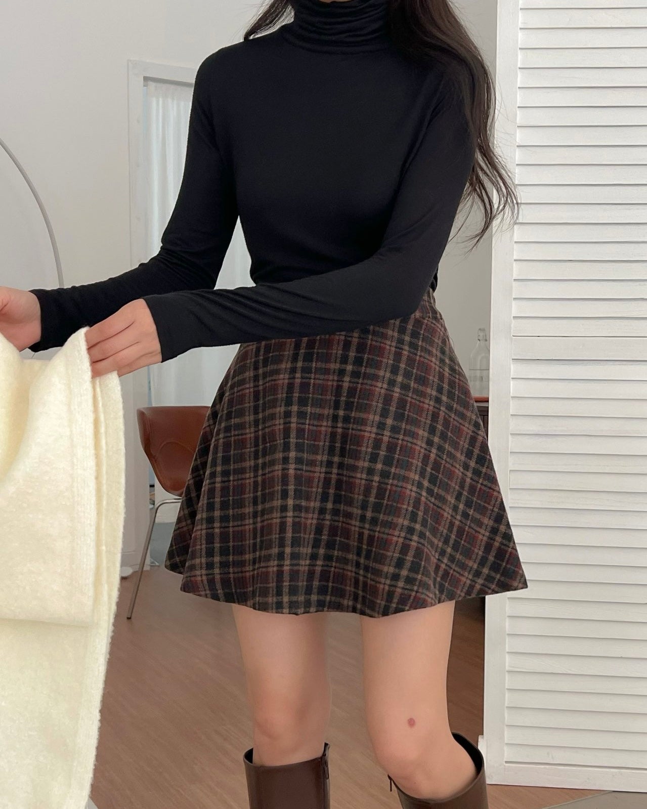 Plaid Flare Mini Skirt