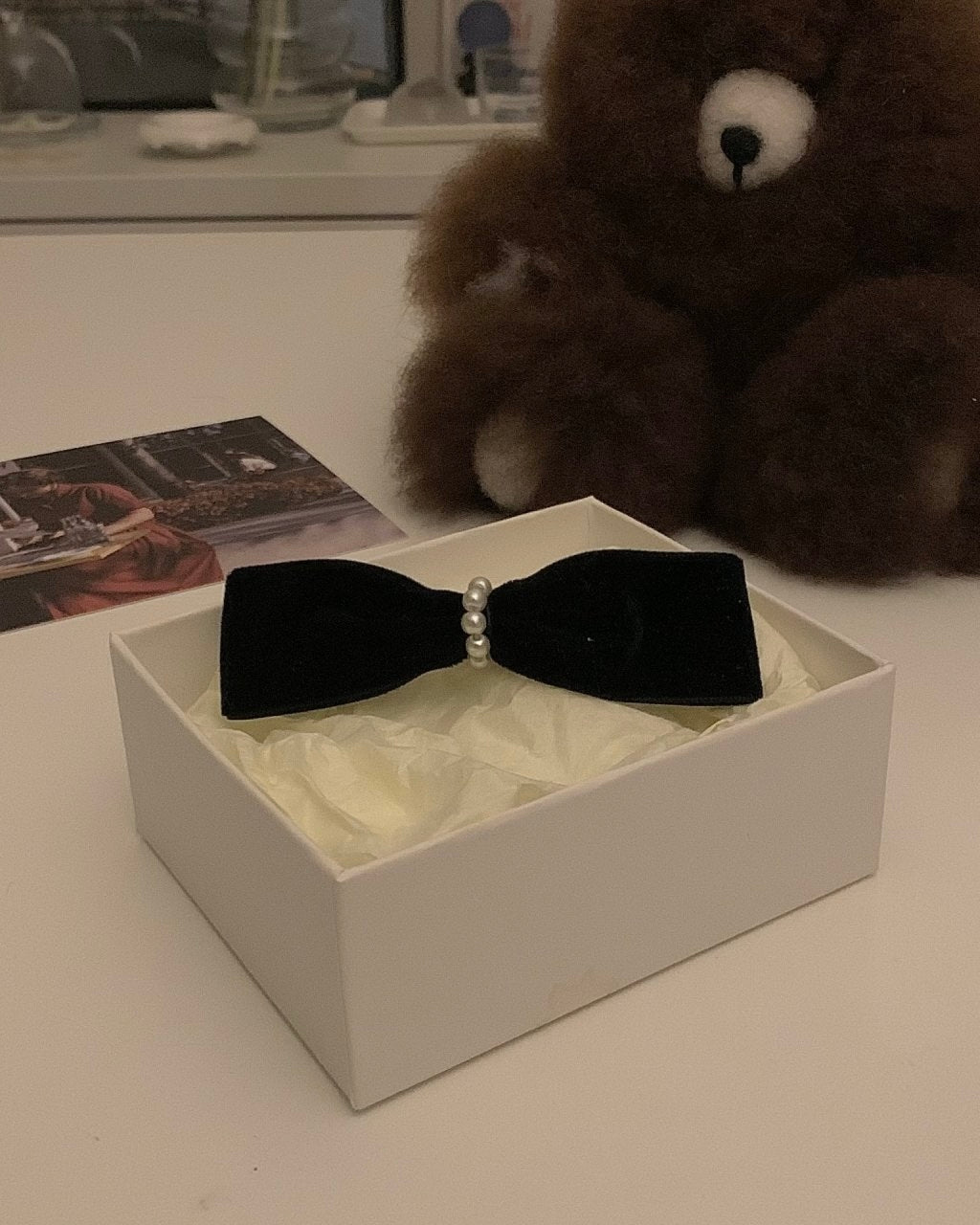Pearl and Velvet Ribbon Hair Pin