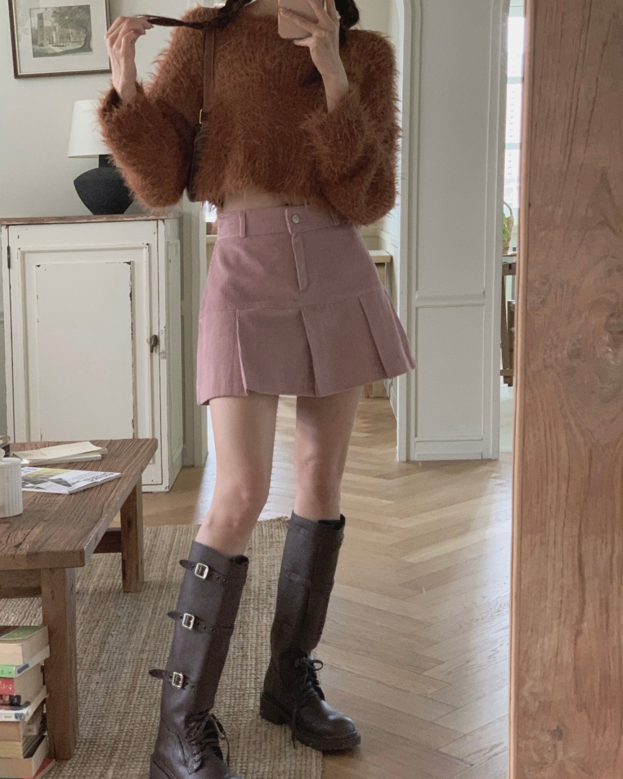 Pleated Corduroy Skort