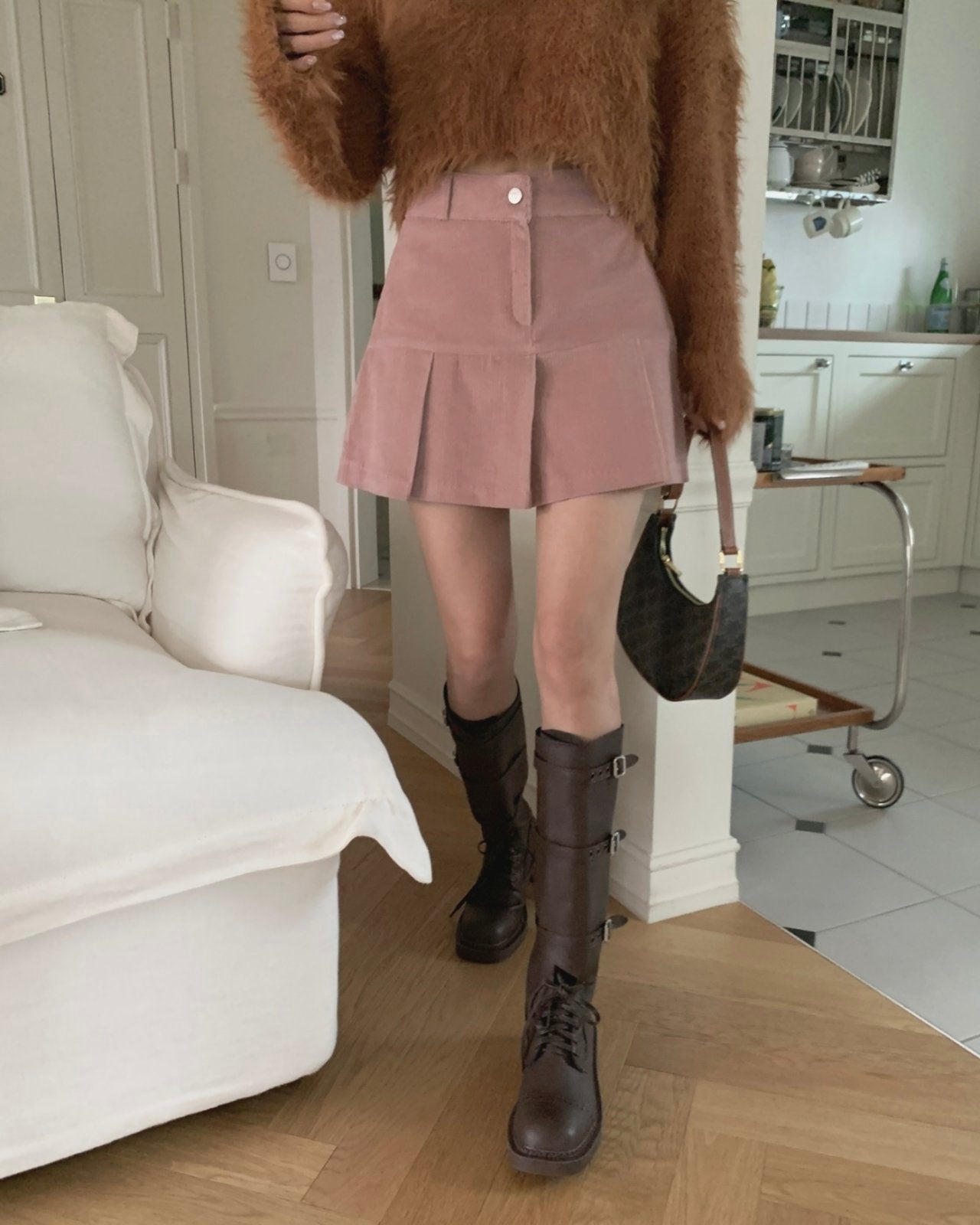 Pleated Corduroy Skort