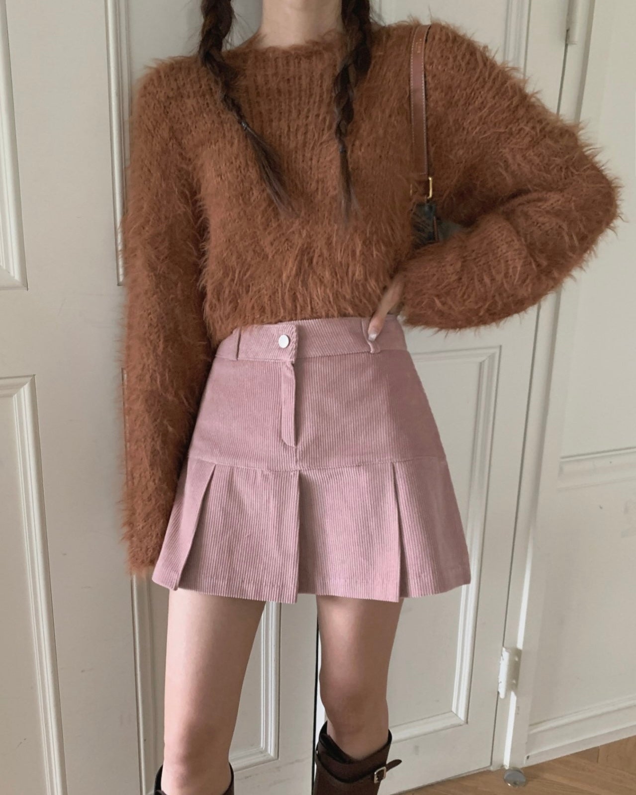 Pleated Corduroy Skort