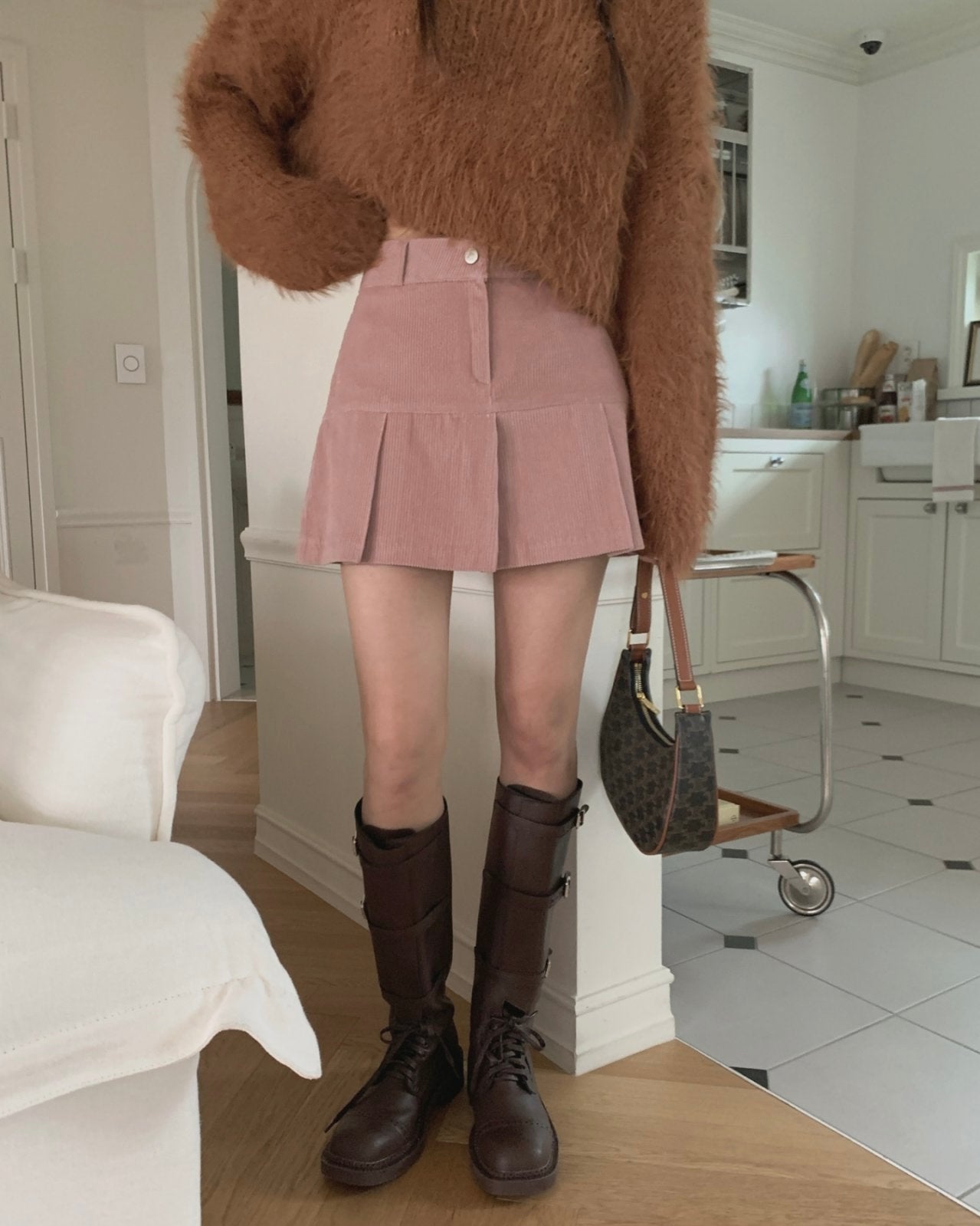 Pleated Corduroy Skort