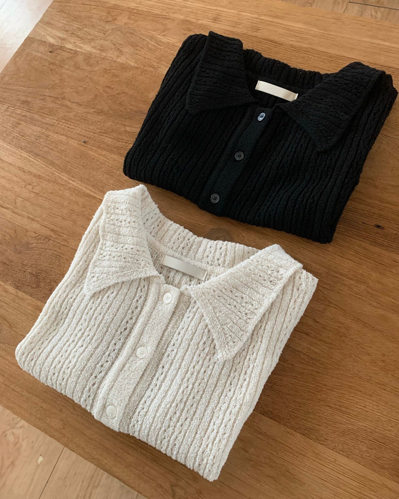 Waist Drawstring Punching Knit Cardigan