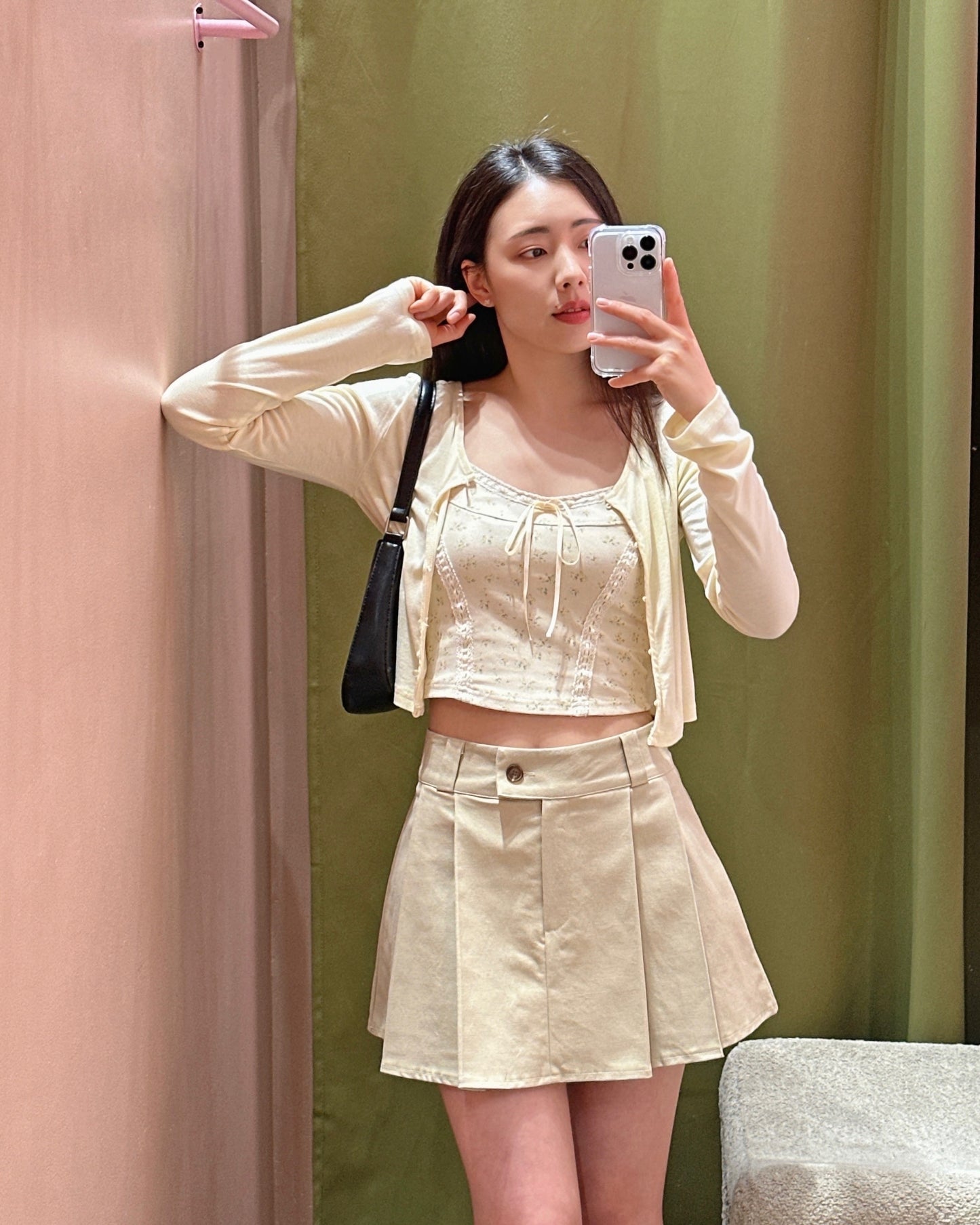 Side Button Pleat Skort
