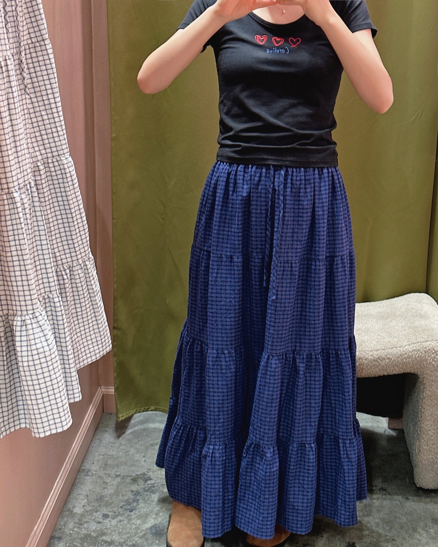 Checkered Tiered Skirt