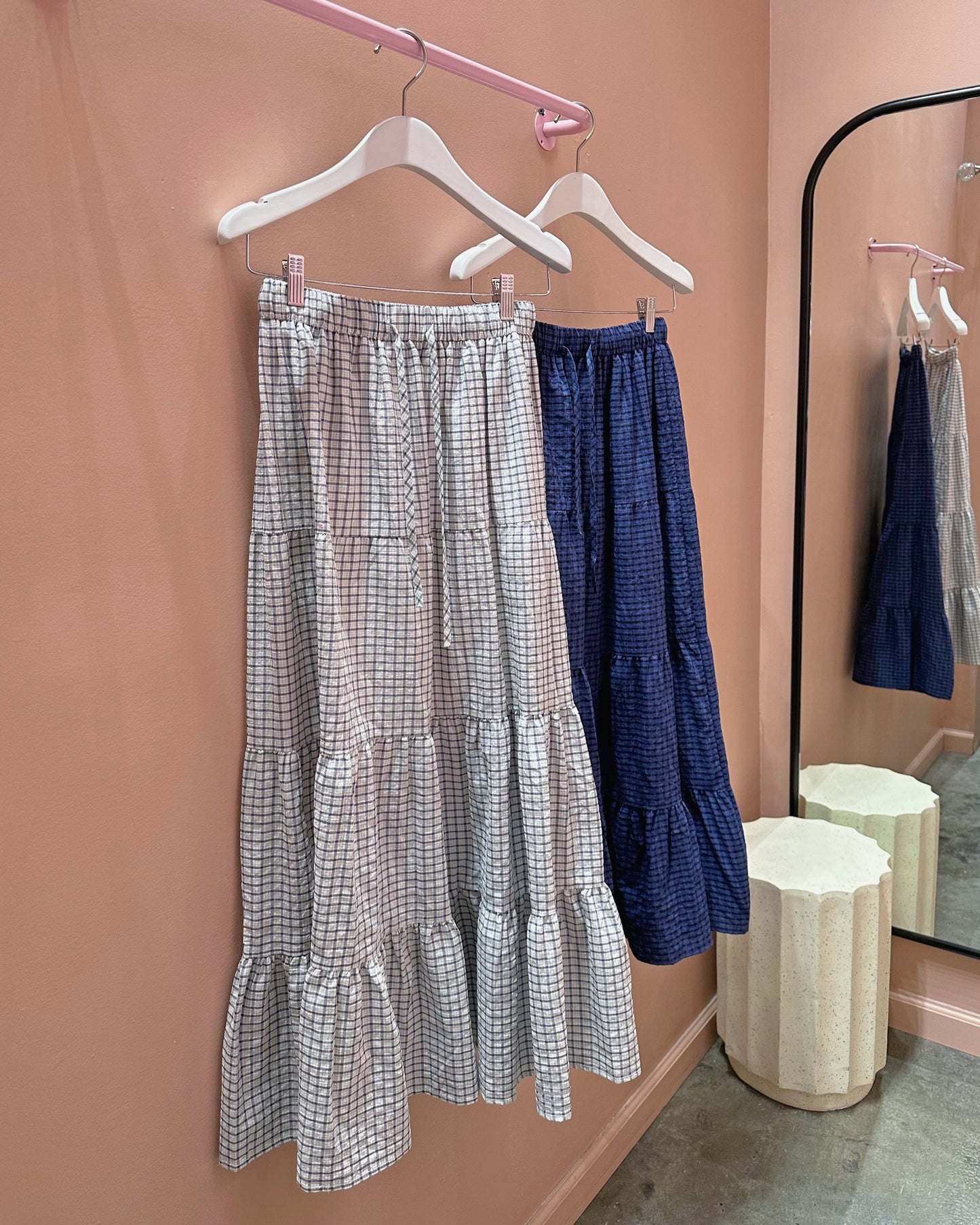 Checkered Tiered Skirt