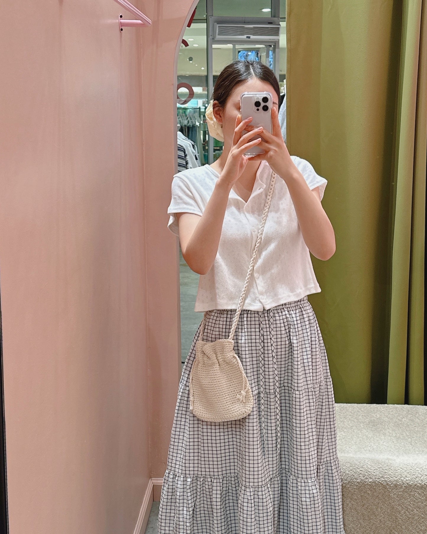 Checkered Tiered Skirt