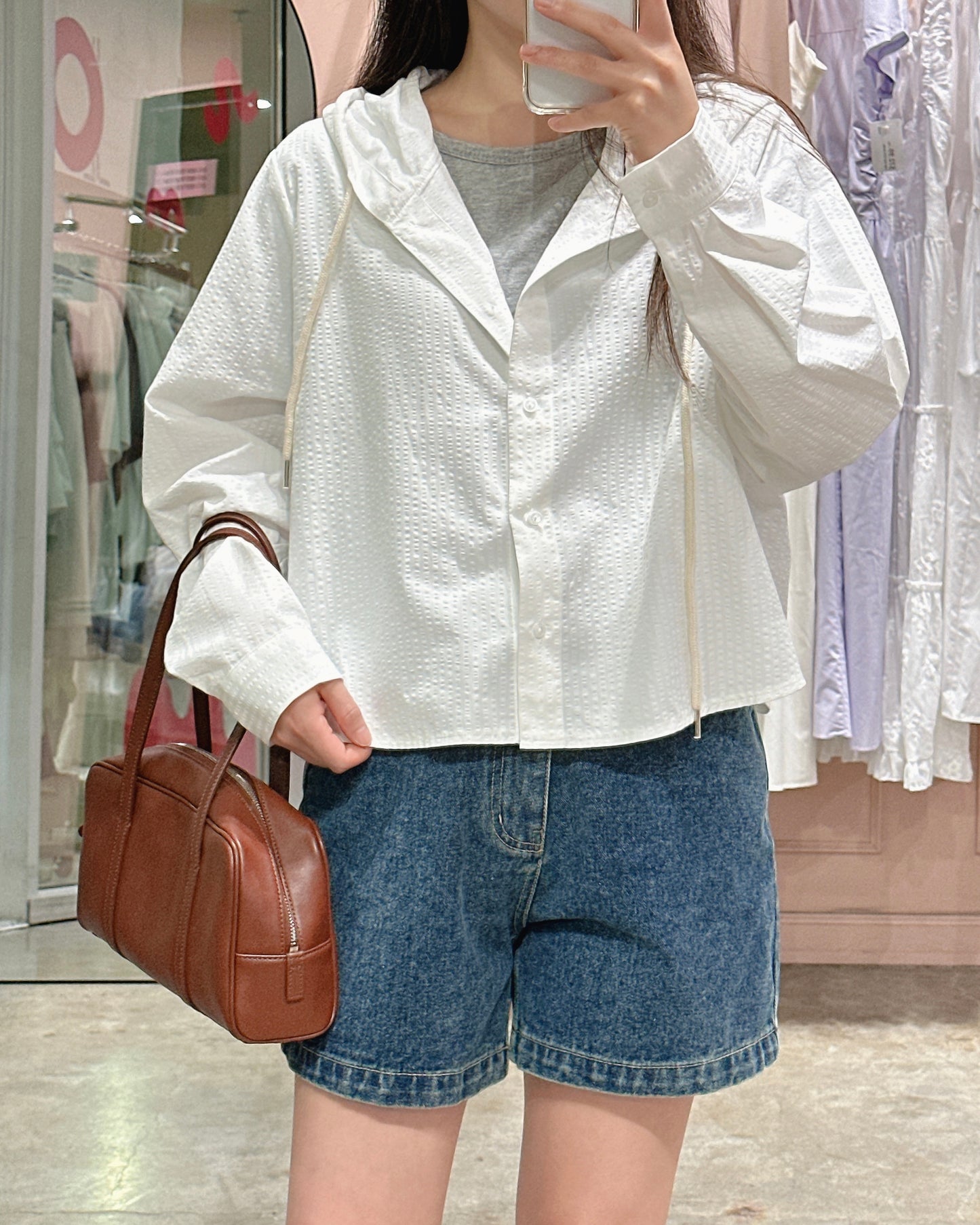 Textured Hooded Shirt