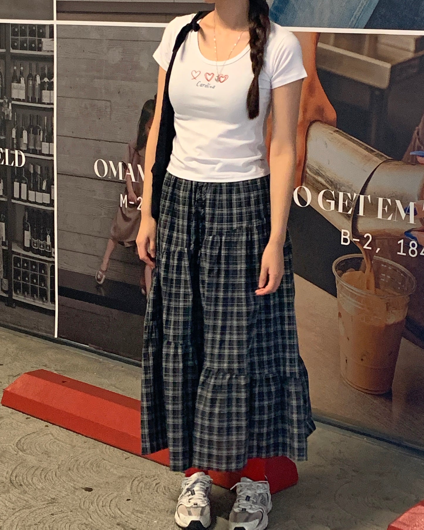 Plaid Tiered Maxi Skirt
