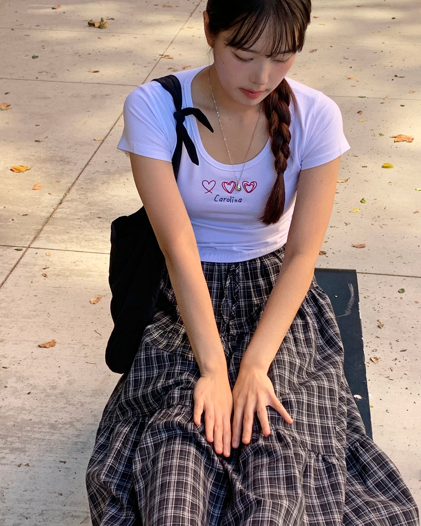Plaid Tiered Maxi Skirt